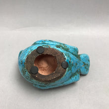 Load image into Gallery viewer, Red Clay Hand-Painted Pottery Turquoise Crackle Glaze Bird (5.5x3)
