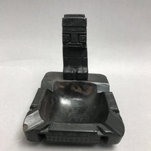 Load image into Gallery viewer, Vintage Mayan Aztec God Black Stone Carved Ashtray Signed (4")
