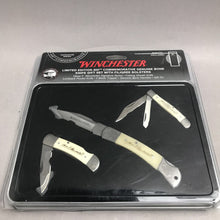 Load image into Gallery viewer, Winchester Limited Edition 200th Commemorative Genuine Bone 3 Pc Knife Gift Set (6x8)
