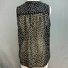 Load image into Gallery viewer, Ellen Tracy Black Tan Polka Dot Pintuck Sleeveless Top sz L
