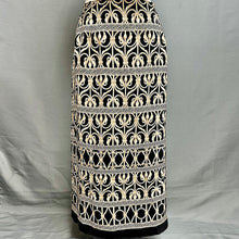 Load image into Gallery viewer, Vintage Talbots Black Tan Grecian Scroll Print Silk Maxi Skirt sz 18W

