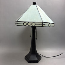 Load image into Gallery viewer, Tiffany Style Double Light Lamp with White Stained Glass Shade (20")
