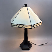 Load image into Gallery viewer, Tiffany Style Double Light Lamp with White Stained Glass Shade (20")
