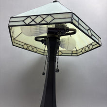 Load image into Gallery viewer, Tiffany Style Double Light Lamp with White Stained Glass Shade (20")
