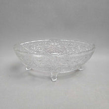 Load image into Gallery viewer, Indiana Glass Clear Footed Bowl - Rosette With Pinwheels (3.5x9.5x5.75)
