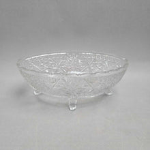 Load image into Gallery viewer, Indiana Glass Clear Footed Bowl - Rosette With Pinwheels (3.5x9.5x5.75)
