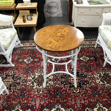 Load image into Gallery viewer, White Real Wicker / Oak Lamp Table (29x22x22)
