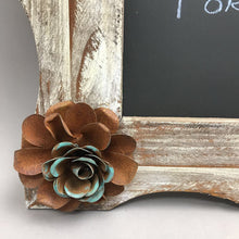 Load image into Gallery viewer, White Washed Framed Chalkboard Sign with Rustic Flower (19x19)
