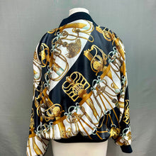Load image into Gallery viewer, Vintage Mighty Satin All Over Chains Swords Print Bomber Jacket
