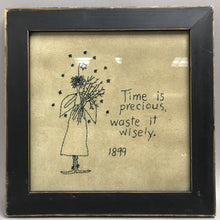 Load image into Gallery viewer, Black Framed Needlework Time is Precious Wall Art (13x13)
