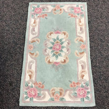 Load image into Gallery viewer, Mint Green French Aubusson Hand Tufted Wool Rug Pink Floral (45x27)

