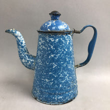 Load image into Gallery viewer, Vintage Blue &amp; White Swirls Enamelware Coffee Pot (6")
