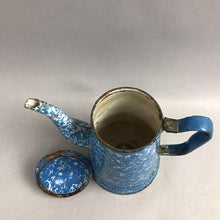 Load image into Gallery viewer, Vintage Blue &amp; White Swirls Enamelware Coffee Pot (6")

