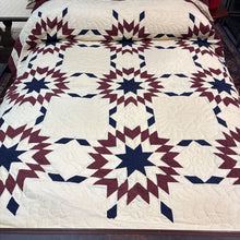 Load image into Gallery viewer, Coming Home with Lands End Queen Cream, Red &amp; Blue Quilt
