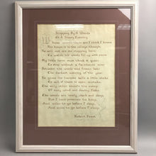 Load image into Gallery viewer, Framed "Stopping By A Woods On A Snowy Evening" by Robert Frost (27x22)
