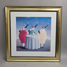 Load image into Gallery viewer, Gold Framed Nicole Avezard Print, "Cheers!", Women Toasting Champagne (19x19)
