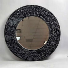 Load image into Gallery viewer, Round Black Mosaic Mirror (23")
