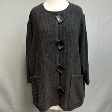 Load image into Gallery viewer, Vintage Caroline Rose Black Woven Lagenook Modernist Square Button Jacket sz 1X
