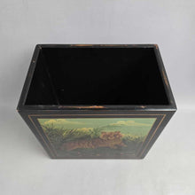 Load image into Gallery viewer, Black Asian Style PlanterWaste Bin with Tiger (11x11x7)
