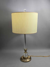 Load image into Gallery viewer, Glass &amp; Brass-Tone Table Lamp w/ Drum Shade (31")
