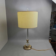 Load image into Gallery viewer, Glass &amp; Brass-Tone Table Lamp w/ Drum Shade (31")
