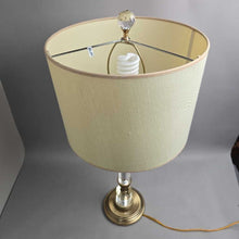 Load image into Gallery viewer, Glass &amp; Brass-Tone Table Lamp w/ Drum Shade (31")
