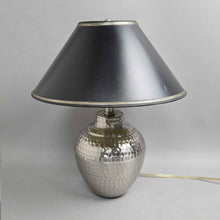 Load image into Gallery viewer, Hammered Silvertone Metal Accent Lamp w/ Black Shade (17")

