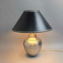 Load image into Gallery viewer, Hammered Silvertone Metal Accent Lamp w/ Black Shade (17")
