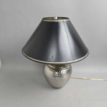 Load image into Gallery viewer, Hammered Silvertone Metal Accent Lamp w/ Black Shade (17")
