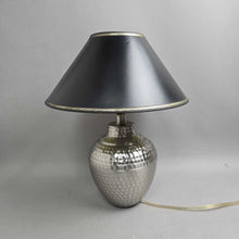 Load image into Gallery viewer, Hammered Silvertone Metal Accent Lamp w/ Black Shade (17")
