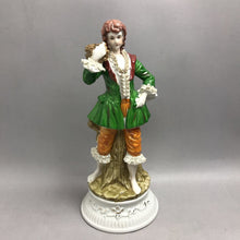 Load image into Gallery viewer, Rococo/Victorian-Style Man Figurine, Green Coat w/ Porcelain Lacework (14")

