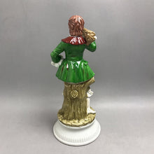 Load image into Gallery viewer, Rococo/Victorian-Style Man Figurine, Green Coat w/ Porcelain Lacework (14")
