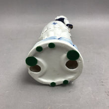 Load image into Gallery viewer, Blue &amp; White Dutch Colonial-Style Woman Figurine w/ Purse &amp; Hat (12")
