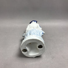Load image into Gallery viewer, Blue &amp; White Dutch Colonial-Style Figurine, Man w/ Tricorn Hat, Rolled Scroll (11.5")
