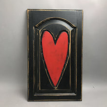 Load image into Gallery viewer, Rustic Black Wooden Plaque w/Carved Red Heart (22x13.5)
