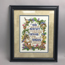Load image into Gallery viewer, Framed Cross-Stitch Embroidery Piece Featuring the Serenity Prayer (17.5x20.5)
