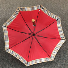 Load image into Gallery viewer, Vintage Burberrys of London Perfume Gift Umbrella Red Plaid Designed In France (48")
