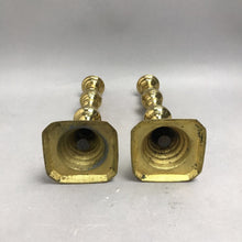 Load image into Gallery viewer, Vintage English Brass Candlesticks Beehive Diamond Push Up Set of 2 (8")

