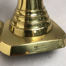 Load image into Gallery viewer, Vintage English Brass Candlesticks Beehive Diamond Push Up Set of 2 (8")
