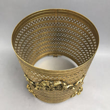 Load image into Gallery viewer, Vintage Hollywood Ribbon Regency Gold Claw Footed Wastebasket Trash Can Ormolu (10x8)
