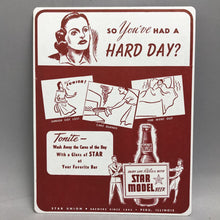 Load image into Gallery viewer, Vintage Peru, Illinois Star Model Beer Advertisement Sign Cardboard (11x8.5)
