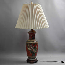 Load image into Gallery viewer, Asian Chinoiserie Porcelain Vase Table Lamp, Phoenix/Birds (32")
