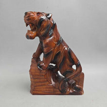 Load image into Gallery viewer, Carved Wood Roaring Tiger Sculpture (10.25")
