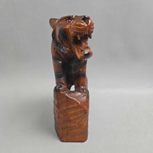 Load image into Gallery viewer, Carved Wood Roaring Tiger Sculpture (10.25")
