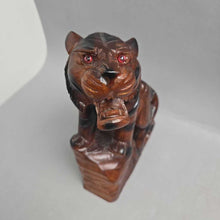 Load image into Gallery viewer, Carved Wood Roaring Tiger Sculpture (10.25")
