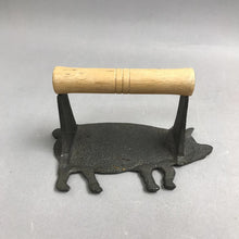 Load image into Gallery viewer, Vintage Cast Iron Wood Handled Pig Bacon Press Made in Taiwan (3x6)
