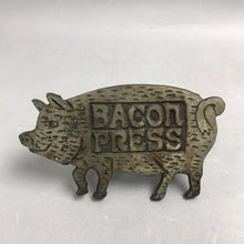 Load image into Gallery viewer, Vintage Cast Iron Wood Handled Pig Bacon Press Made in Taiwan (3x6)
