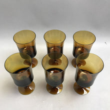Load image into Gallery viewer, Vintage MCM Arabesque Denby Brown Amber Blown Glass Water Goblets Set of 6 (6.5")

