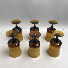 Load image into Gallery viewer, Vintage MCM Arabesque Denby Brown Amber Blown Glass Water Goblets Set of 6 (6.5")
