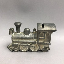 Load image into Gallery viewer, Vintage Silver Plated Train Locomotive Engine Coin Bank (4x6)
